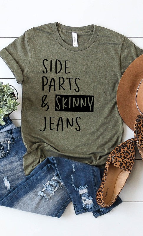 Side part & Skinny Jeans graphic tee PLUS