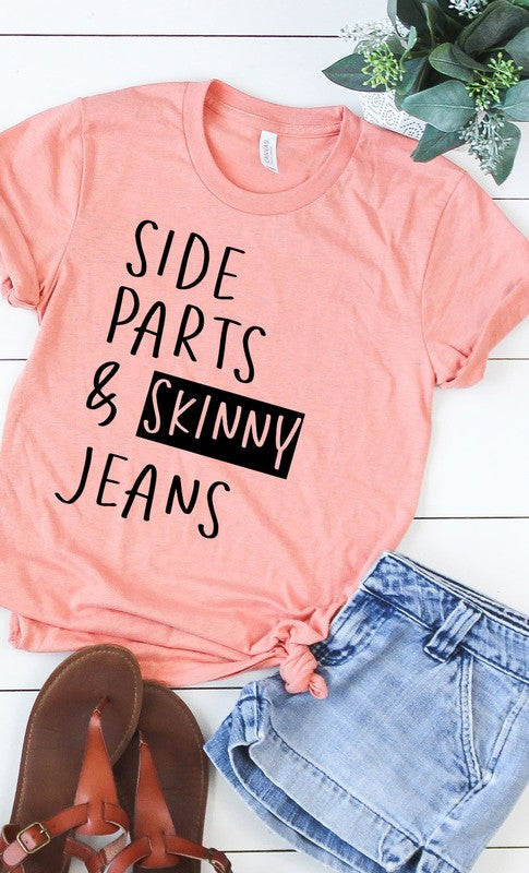 Side part & Skinny Jeans graphic tee PLUS