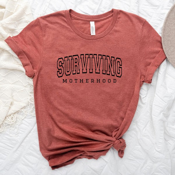 Varsity Surviving Motherhood Short Sleeve Tee