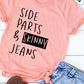 Side part & Skinny Jeans graphic tee PLUS