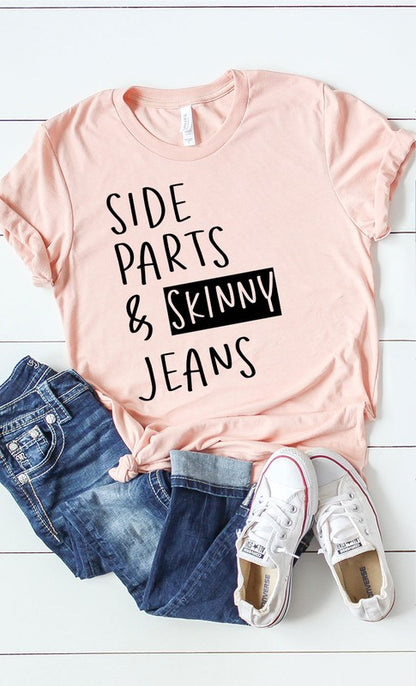 Side part & Skinny Jeans graphic tee PLUS