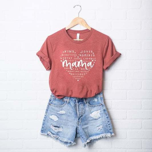 Mama Affirmations Heart Short Sleeve Tee